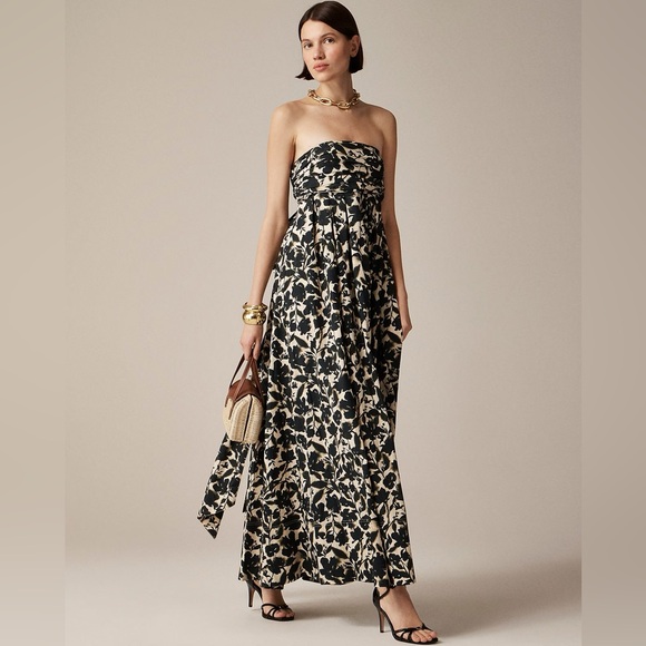 J.Crew Collection strapless bow-back maxi dress in floral print CK988